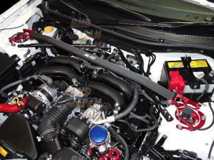 Blitz Strut Tower Bar Front Black x Red Metallic - BRZ ZD8 GR86
